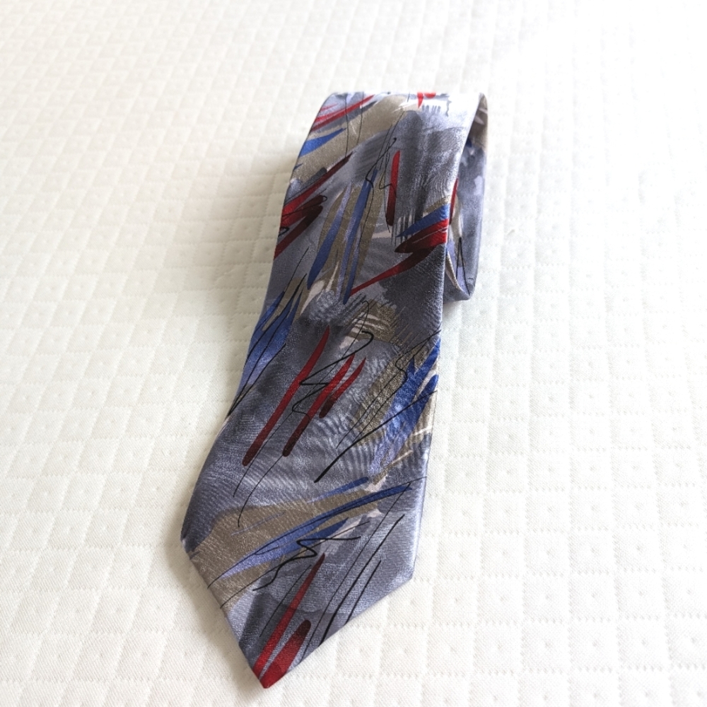 J Garcia California Mission Collection 100% Silk Tie, Multicolor Watercolor Gray